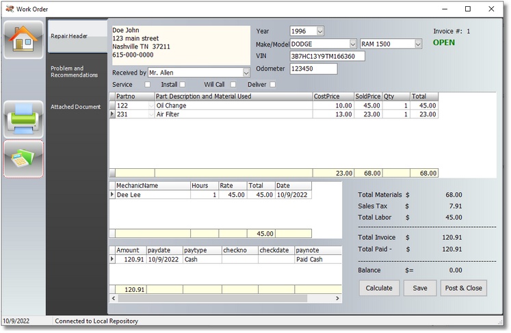 karshop garage repair shop management software